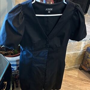 J.Crew Black Puff Sleeve Button-Down Dress